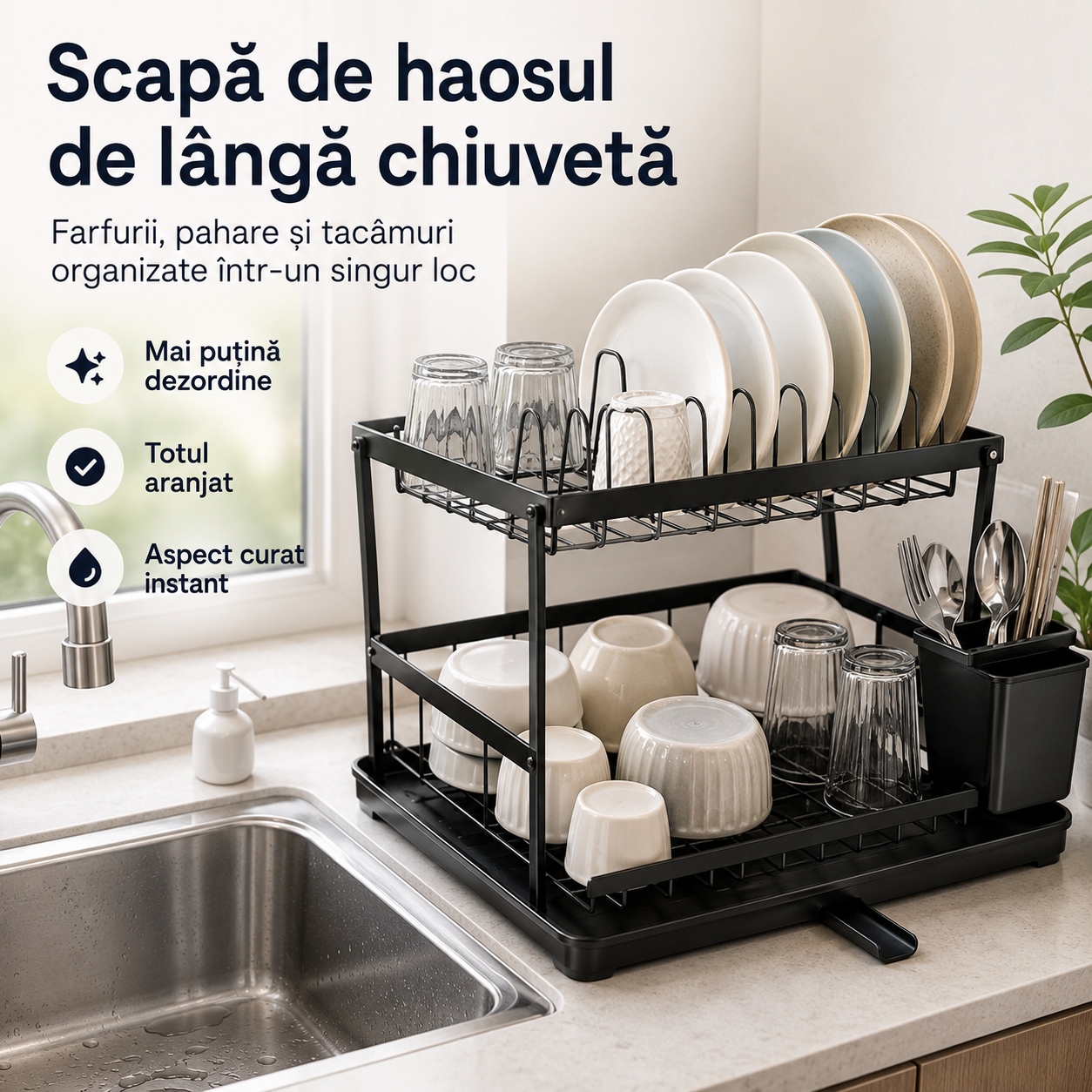 Organizator Solid pentru Chiuvetă și Vase
