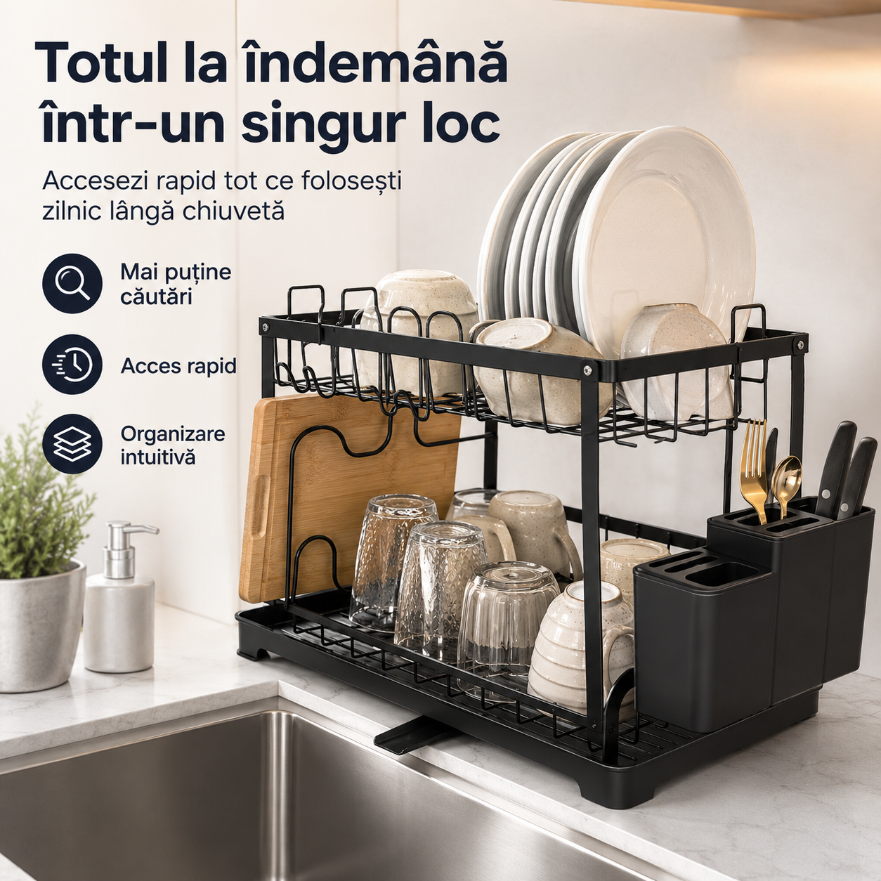 Organizator Solid pentru Chiuvetă și Vase